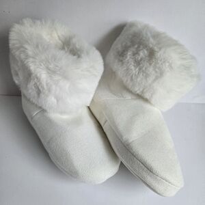 Faux Suede and Faux Fur Bootie Slippers Medium
